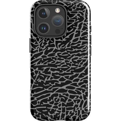 Elephant Print Black iPhone 16 Pro Impact Case